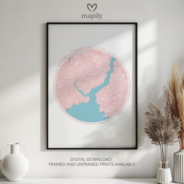 Custom-designed art print Istanbul Poster Map, capturing a meaningful place or moment