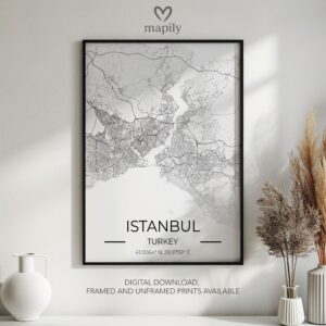 Meaningful location art Istanbul City Map, brought to life in a modern style