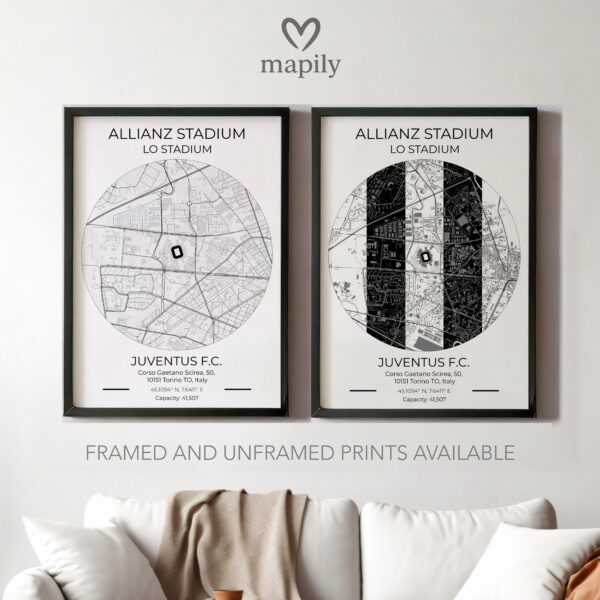 Meaningful location art Juventus Stadium Map, brought to life in a modern style