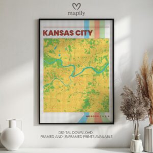 Custom artwork print Kansas City Map, tailored for simplicity and emotional value