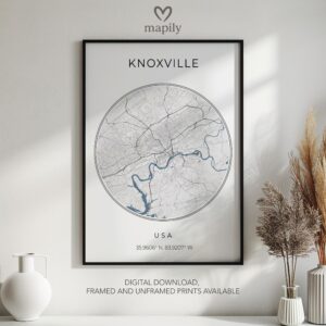 Crisp and clean artwork featuring Knoxville Map, designed to elevate any interior