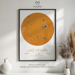 Clean layout print featuring Las Vegas City Map, ideal for modern living spaces