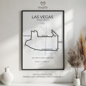 Modern wall art design featuring Las Vegas F1, created with clean lines and style