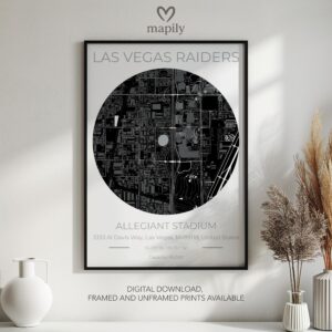 Decorative wall piece featuring Las Vegas Raiders Stadium Map, created to blend with modern settings