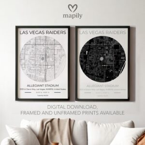 Design-forward art print showcasing Las Vegas Raiders Stadium Map, perfect for home or workspace