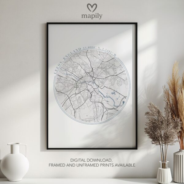 Crisp and clean artwork featuring Leeds Map, designed to elevate any interior