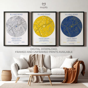 Minimal layout wall art Leeds United Stadium Map, bringing personality and structure to your wall