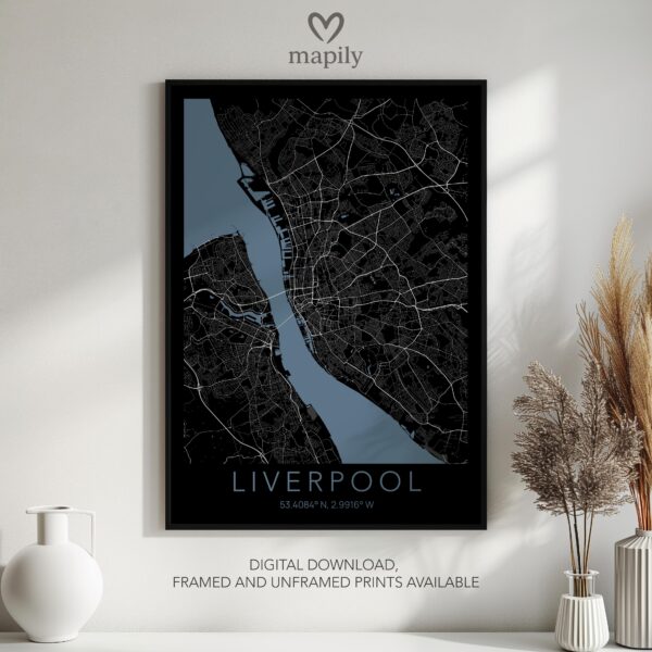 Design-forward art print showcasing Liverpool Stadium Map, perfect for home or workspace