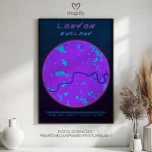 Stylish wall print highlighting London City Map, crafted for timeless interiors