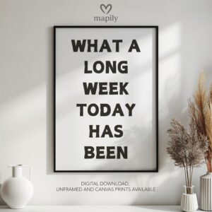 Elegant black-and-white framed print Long Week, great for contemporary living rooms or hallways