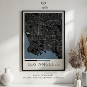 Statement wall art featuring Los Angeles Map, with a minimalist and personal touch