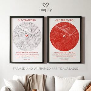 Clean layout print featuring Man Utd Stadium Map, ideal for modern living spaces