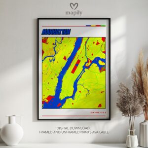 Refined and minimalist wall art of Manhattan Map, suitable for every design taste