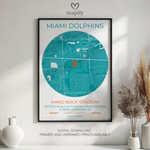 Crisp and clean artwork featuring Miami Dolphins Stadium Map, designed to elevate any interior