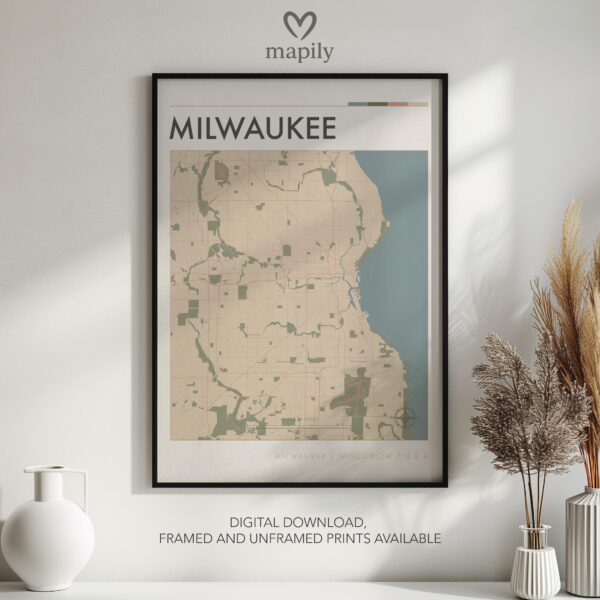 Visual celebration of Milwaukee Map, expressed through modern graphic design