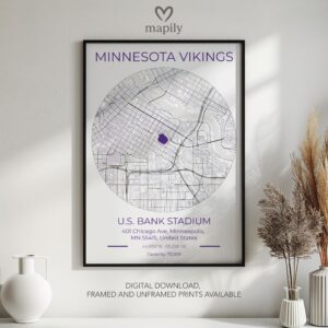 Visual celebration of Minnesota Vikings Stadium Map, expressed through modern graphic design