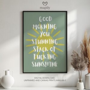 Elegant typography wall art Morning Sunshine, designed to complement minimalist and contemporary interiors