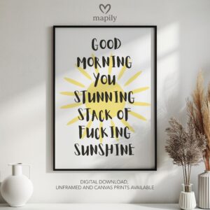 Clean and minimal wall art design with a striking statement Morning Sunshine, ideal for home or office spaces