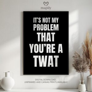 Minimalist framed art print with a clean and sophisticated design It's Not My Problem That You're A Twat, blending seamlessly into any space