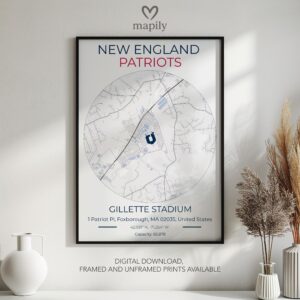 Tasteful and modern wall artwork New England Patriots Stadium Map, suited for any room