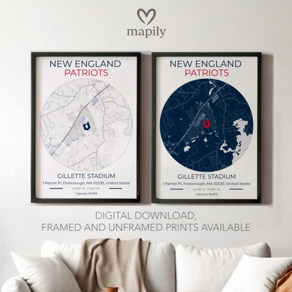 Timeless print of New England Patriots Stadium Map, crafted for those who appreciate subtle details