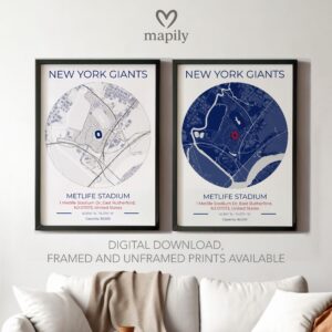 Subtle yet impactful design print New York Giants Stadium Map, highlighting place and meaning