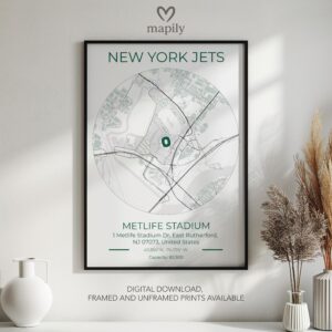 Sleek and refined wall piece of New York Jets Stadium Map, adding meaning to your space