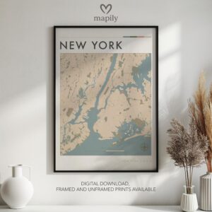 Custom artwork print New York City Map, tailored for simplicity and emotional value
