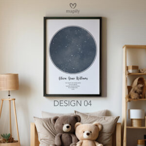 Clean and stylish star chart wall art The Night You Were Born, blending science and sentiment