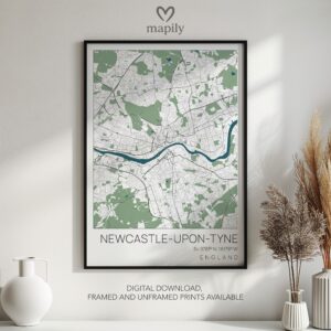 Tasteful and modern wall artwork Newcastle Map, suited for any room