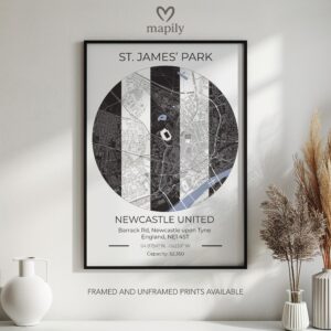 Timeless print of Newcastle United Stadium Map, crafted for those who appreciate subtle details