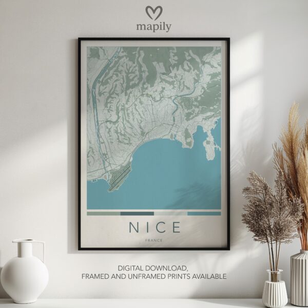 Subtle yet impactful design print Nice Map, highlighting place and meaning