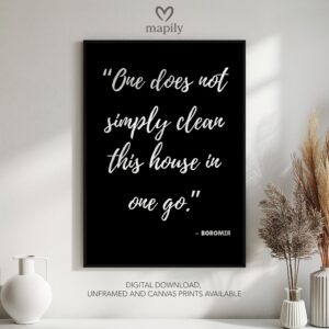 Elegant black-and-white framed print One Does Not Simply, great for contemporary living rooms or hallways