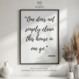 Bold framed quote print One Does Not Simply, combining minimalism with a sense of humor or edge