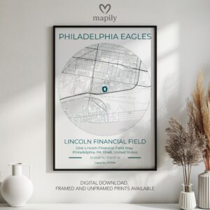 Modern wall art design featuring Philadelphia Eagles Stadium Map, created with clean lines and style