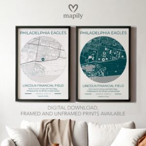 Refined and minimalist wall art of Philadelphia Eagles Stadium Map, suitable for every design taste