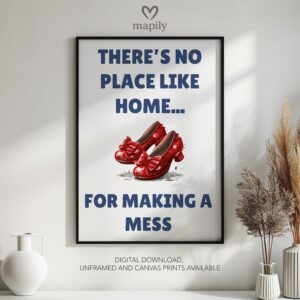 Refined text-based wall art No Place Like Home, ideal for creating a focal point in neutral interiors