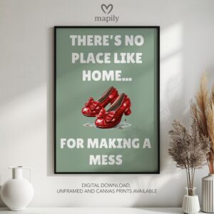 Minimalist wall quote No Place Like Home with bold lettering and timeless appeal