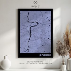 Sleek and refined wall piece of Prague Map, adding meaning to your space