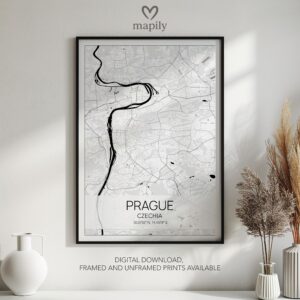 Tasteful and modern wall artwork Prague Map, suited for any room