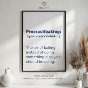 Stylish monochrome framed print with a clean and modern aesthetic Procrastibaking, perfect for contemporary decor