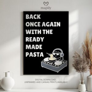 Refined text-based wall art Ready Made Pasta, ideal for creating a focal point in neutral interiors