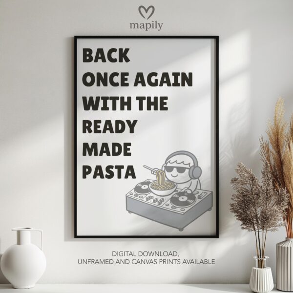 Framed modern wall art Ready Made Pasta, perfect for those who love bold and expressive interiors