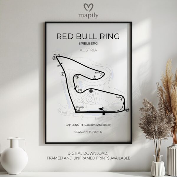 Designer wall art showcasing Red Bull Ring F1, adding elegance to your surroundings