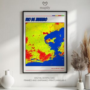 Subtle yet impactful design print Rio de Janeiro Map, highlighting place and meaning