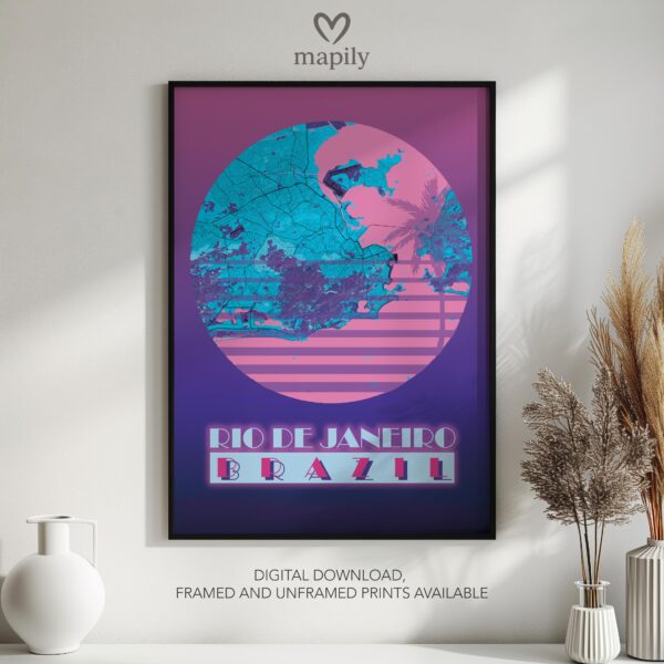 Stylish wall print highlighting Rio Map Poster, crafted for timeless interiors
