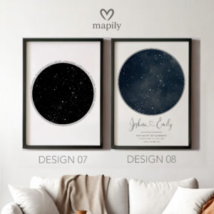 Striking visual representation of the sky at Personalized Starmap, designed for modern interiors