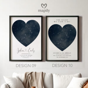 Sophisticated star alignment artwork Personalized Starmap, perfect for celebrating life’s milestones
