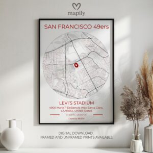Elegant framed artwork showcasing San Francisco 49ers Stadium Map, perfect for a statement wall
