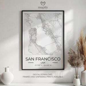 Elegant framed artwork showcasing San Francisco Map, perfect for a statement wall